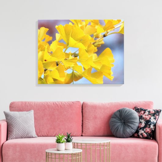 Gele bladeren Ginkgo-boom Canvas Afdruk (Insitu (Woonkamer))