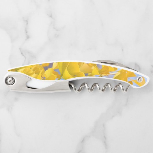 Gele bladeren Ginkgo-boom Kurkentrekker (Voorkant)