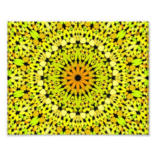 Gele Bladeren Mandala Foto Afdruk