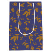 Gele Bladerige Tak op Blauw Medium Cadeauzakje (Achterkant)
