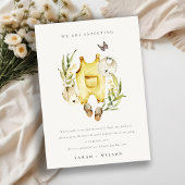 Gele bladhoudende Baby Bedankkaart