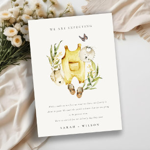 Gele bladhoudende Baby Bedankkaart
