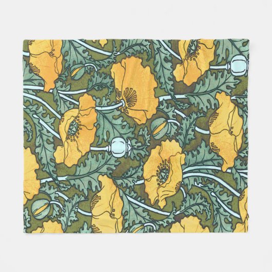 Gele blauw met blauw fleece deken (Voorkant (Horizontaal))