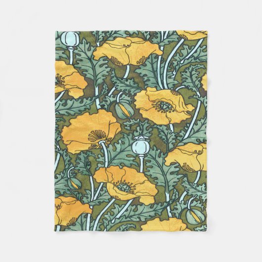 Gele  blauw met blauw fleece deken (Voorkant)