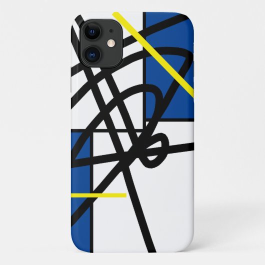 Gele Blauwe Abstracte Kunst iPhone 11 Hoes (Achterkant)
