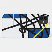 Gele Blauwe Abstracte Kunst iPhone 11 Hoes (Achterkant (horizontaal))