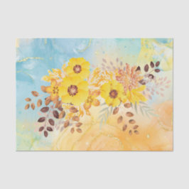 Gele blauwe blauwe Waterverf ontkoppeling Ti Tissuepapier