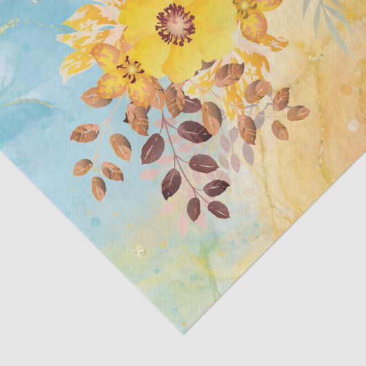 Gele blauwe blauwe Waterverf ontkoppeling Ti Tissuepapier (Detail)