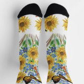  gele blauwe bloemen met vlinder sokken (Top)