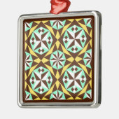 -gele blauwe-bruine-Barcelona-vectorkunst Metalen Ornament (Links)