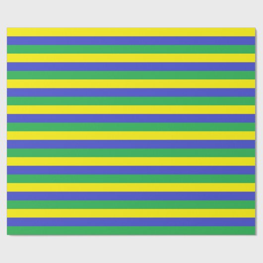 Gele, blauwe en groene strepen cadeaupapier (Vlak)