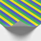 Gele, blauwe en groene strepen cadeaupapier (Hoek)