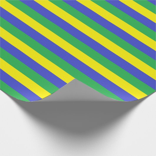 Gele, blauwe en groene strepen cadeaupapier (Hoek)