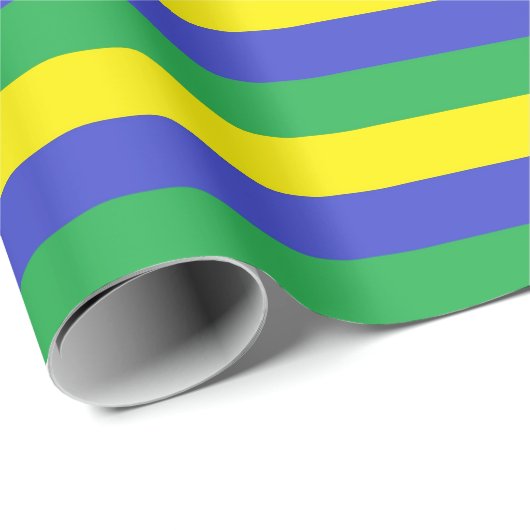 Gele, blauwe en groene strepen cadeaupapier (Rol Hoek)