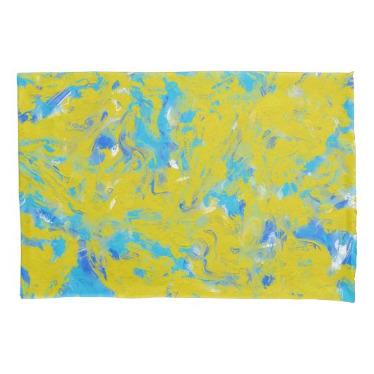 Gele, Blauwe en Witte Krullen Kussensloop (Voorkant)