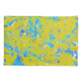 Gele, blauwe en witte rondjes kussensloop (Achterkant)