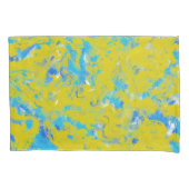 Gele, blauwe en witte rondjes kussensloop (Voorkant)