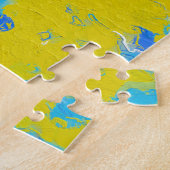 Gele, blauwe en witte rondjes legpuzzel (Zijkant)