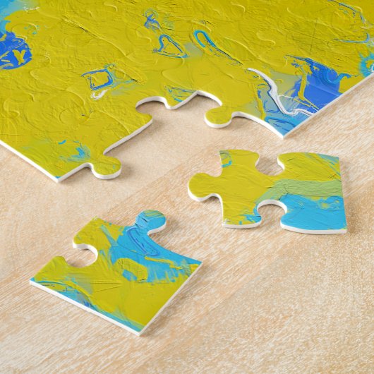 Gele, blauwe en witte rondjes legpuzzel (Zijkant)