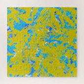 Gele, blauwe en witte rondjes legpuzzel (Horizontaal)