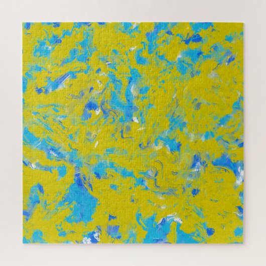 Gele, blauwe en witte rondjes legpuzzel (Verticaal)