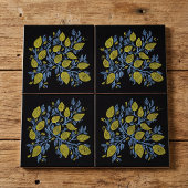 Gele, blauwe en zwarte citroendruiven tegel tegeltje