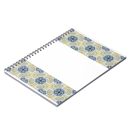 Gele blauwe Faux Geometric Tile Art Notitieboek (Linkerzijde)