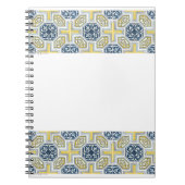 Gele blauwe Faux Geometric Tile Art Notitieboek (Voorkant)