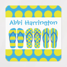 Gele & Blauwe Flip Flops Kledinglabels