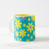 Gele Blauwe Floral Mok (Voorkant links)