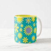 Gele Blauwe Floral Mok (Voorkant rechts)