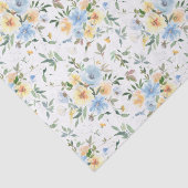 Gele Blauwe Floral Waterverf Ontkoppelde weefselpa Tissuepapier (Detail)