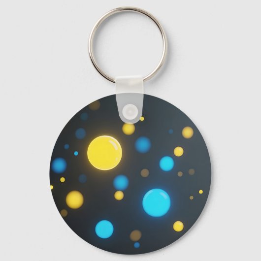 Gele Blauwe Gloeiende Bollen Sleutelhanger (Voorkant)