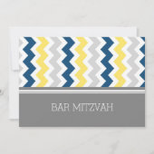 Gele blauwe grijze Chevron Bar Mitzvah Invitaties Kaart (Voorkant)