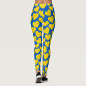 Gele blauwe harten achtergrond leggings (Achterkant)