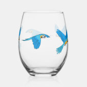 Gele blauwe Macaw Wijnglas Zonder Voet (Achterkant)