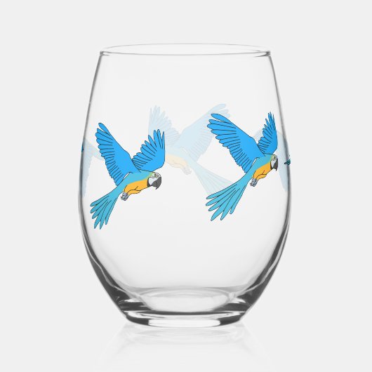 Gele blauwe Macaw Wijnglas Zonder Voet (Rechts)