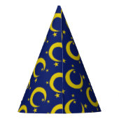 Gele blauwe nachtval Crescent Moon Stars Avonds Feesthoedjes (Achterkant)