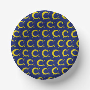 Gele blauwe nachtval Crescent Moon Stars Avonds Papieren Kommen