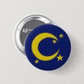 Gele blauwe nachtval Crescent Moon Stars Avonds Ronde Button 5,7 Cm (Voorkant /achterkant)