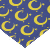 Gele blauwe nachtval Crescent Moon Stars Avonds Tafelkleed (Gekanteld)