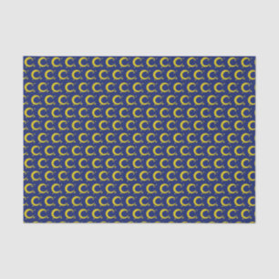 Gele blauwe nachtval Crescent Moon Stars Avonds Tissuepapier
