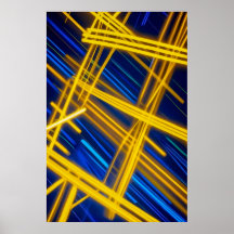 Gele Blauwe Neon Cyberpunk Abstracte Lichtsporen