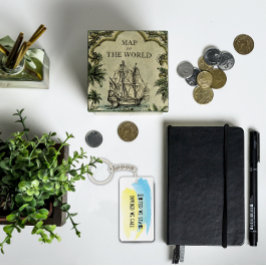 Gele blauwe oekraïense vlag verenigd in citaat sleutelhanger