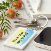 Gele blauwe oekraïense vlag verenigd in citaat sleutelhanger (Voorkant Rechts)