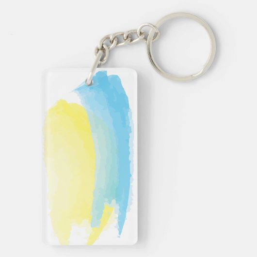 Gele blauwe oekraïense vlag verenigd in citaat sleutelhanger (achterkant)