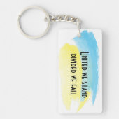 Gele blauwe oekraïense vlag verenigd in citaat sleutelhanger (Voorkant)