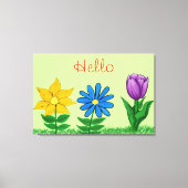 Gele Blauwe Paarse Bloementuin Canvas Afdruk (Voorkant)