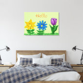 Gele Blauwe Paarse Bloementuin Canvas Afdruk (Insitu (Slaapkamer))