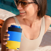 Gele blauwe strepen blikjeskoeler